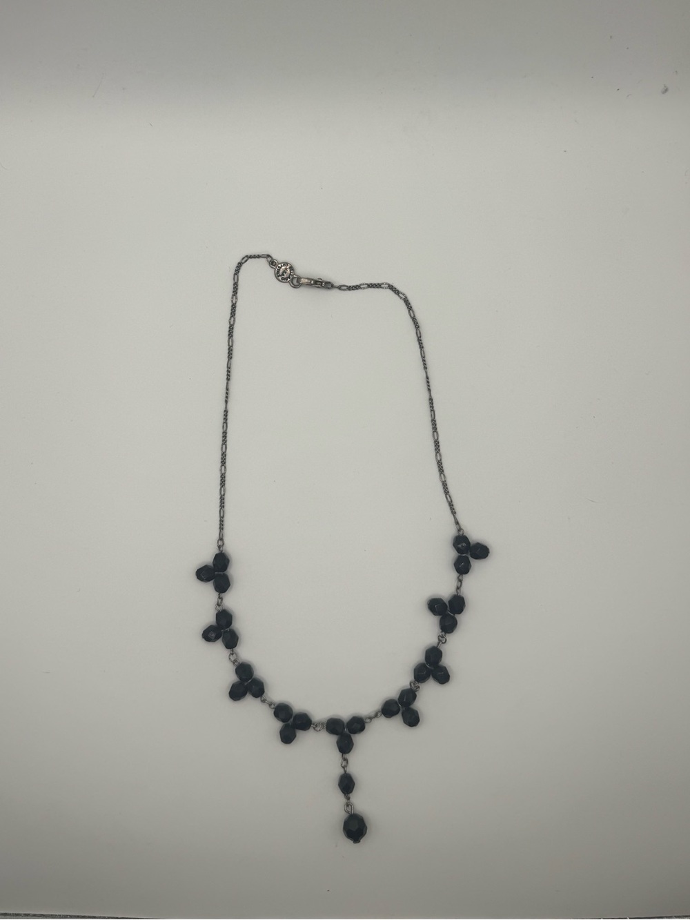 Vintage Bellagio Crystals Black Faceted Glass Bead Drop Choker Necklace 16"